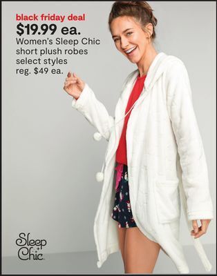 JC Penney Women's sleep chic short plush robes offer