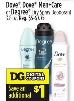 Dollar General Dove®, dove® men + care or degree® offer