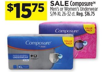 Dollar General Composure™ men's or women's underwear offer