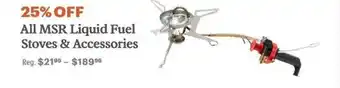 Msr liquid fuel stove & accessories