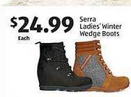Aldi Serra ladies' winter wedge boots offer