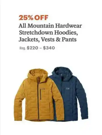 Mountain hardwear stretchdown hoodies, jackets, vests & pants