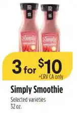 Raley's Simply Smoothie 32 oz. offer