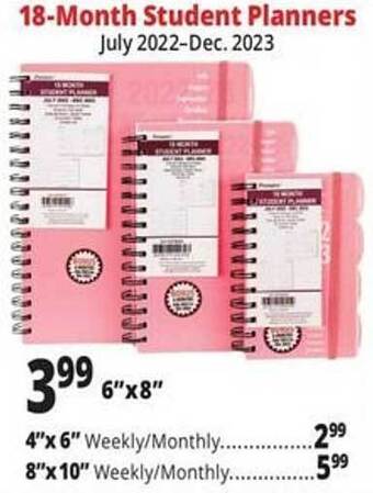 Ocean State Job Lot 18-month student planners offer
