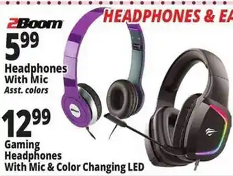 Ocean State Job Lot Headphones with mic or gaming headphones with mic & color changing led offer