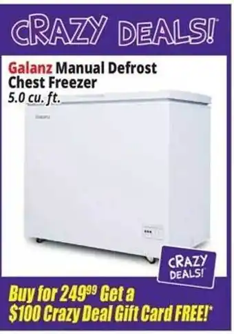 Ocean State Job Lot Galanz manual defrost chest freezer offer