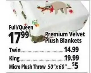 Ocean State Job Lot Full-qeen premium velvet plush blankets offer