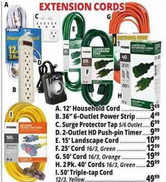 Ocean State Job Lot Extension cords offer