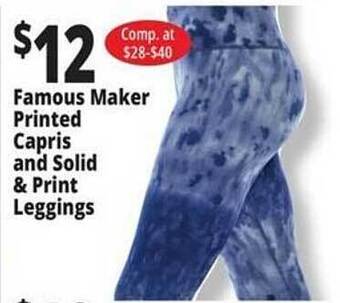 Ocean State Job Lot Famous maker printed capris and solid & print leggings offer