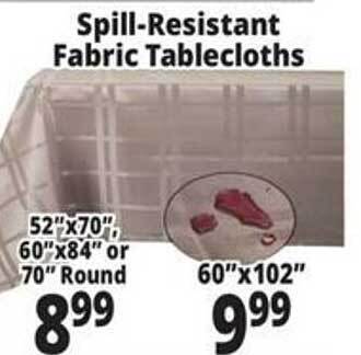 Ocean State Job Lot Spill-resistant fabric tablecloths offer