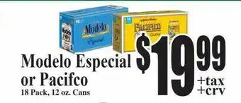 Baja Ranch Modelo especial or pacifco 18 pack offer