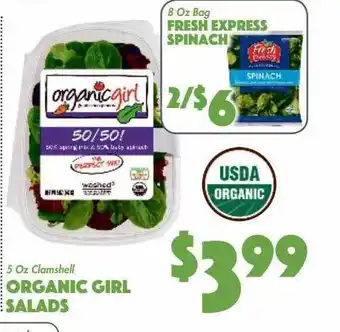 The Food Emporium Organic girl salads or fresh express spinach offer