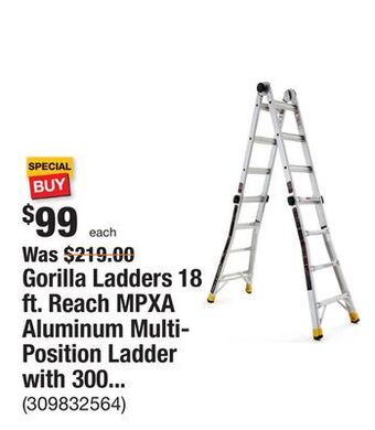 The Home Depot Gorilla ladders 18 ft. reach mpxa aluminum multi-position ladder with 300 lbs. load capacity type ia duty rating offer