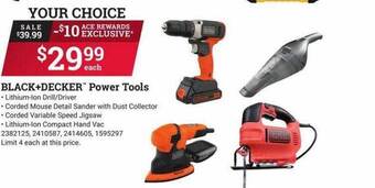 Ace Hardware Black+decker power tools offer
