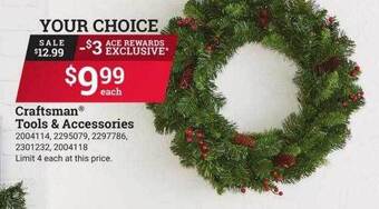 Ace Hardware Craftsman tools & accessories offer