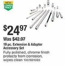 The Home Depot 19 pc. exlension & adapter accessory set offer