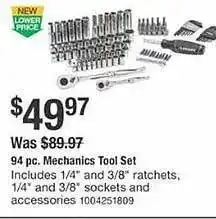 The Home Depot 94 pc. mechanics tool set offer