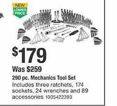 The Home Depot 290 pc. mechanics tool set offer