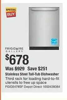 The Home Depot Stainless steel tail-tub dishwasher frigidaire offer