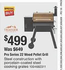 The Home Depot Traeger pro series 22 wood pellet grill offer