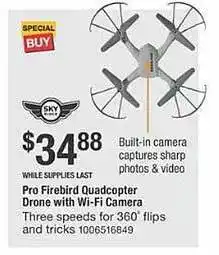 The Home Depot Pro firebird quadcopter drone with wi-fi camera sky offer