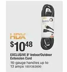The Home Depot Hdx exclusive 8' indoor or outdoor extension cord offer