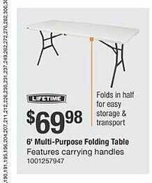The Home Depot Lifetime 6' multi-purpose folding table offer