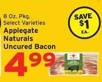 Hannaford Applegate naturals uncured bacon offer