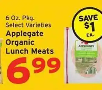 Hannaford Applegate organic lunch meats offer