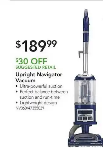 Nebraska Furniture Mart Upright navigator vacuum offer