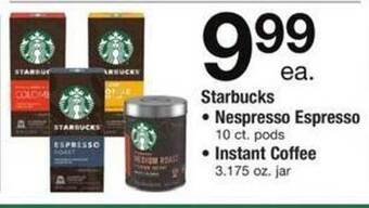 Safeway Starbucks nespresso espresso or instant coffee offer