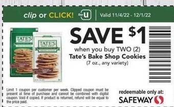 Safeway Tate's bake shop cookies offer