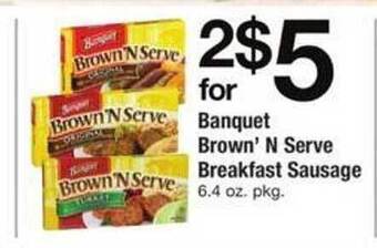 Safeway Banquet brown' n serve breakfast sausage offer