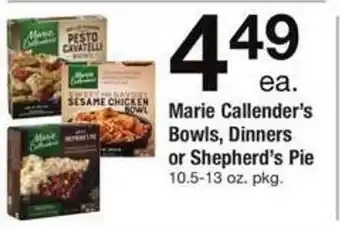 Safeway Marie callender's bowls, dinners or shepherd's pie offer