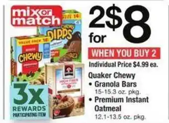 Safeway Quaker gewy granola bars or premium instant oatmeal offer
