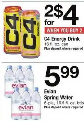 Safeway C4 energy drink or evian spring water offer