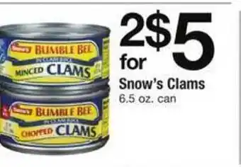 Safeway Snow's clams offer