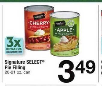 Safeway Signature select pie filling offer