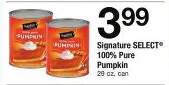 Safeway Signature select 100% pure pumpkin offer
