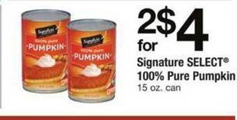 Safeway Signature select 100% pure pumpkin offer