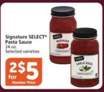 Vons Signature select pasta sauce offer