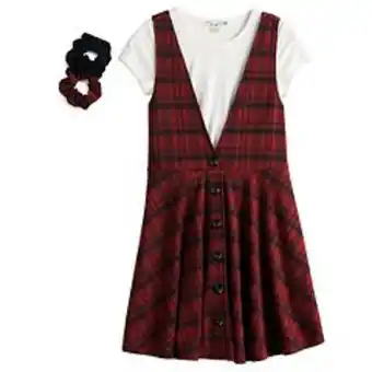 Kohl's Girls 4-16 knit works button front jumper dress, short sleeve top & scrunchies set in regular & plus sizes offer