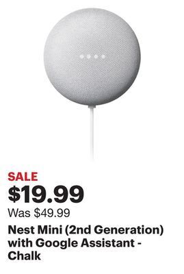 Best Buy Nest mini (2nd generation) with google assistant - chalk offer