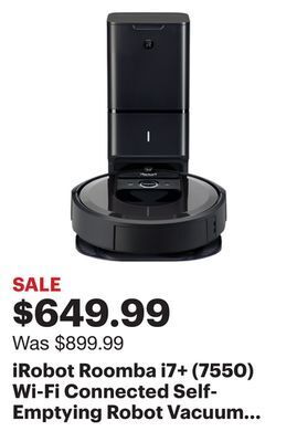 Best Buy Irobot roomba i7+ (7550) wi-fi connected self-emptying robot vacuum - charcoal offer