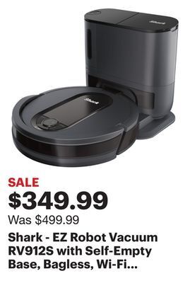 Best Buy Shark - ez robot vacuum rv912s with self-empty base, bagless, wi-fi - dark grey offer