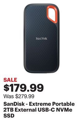 Best Buy Sandisk - extreme portable 2tb external usb-c nvme ssd offer
