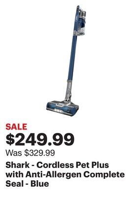 Best Buy Shark - cordless pet plus with anti-allergen complete seal - blue offer