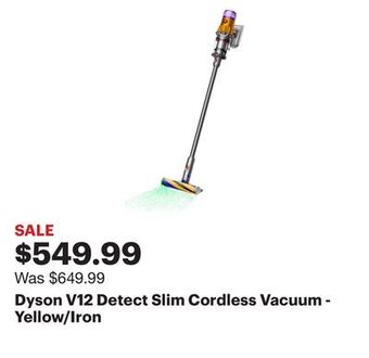 Best Buy Dyson v12 detect slim cordless vacuum - yellow/iron offer