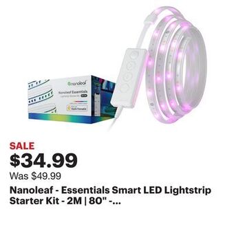 Best Buy Nanoleaf - essentials smart led lightstrip starter kit - 2m | 80" - white and colors - white offer
