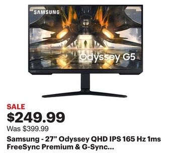 Best Buy Samsung - 27" odyssey qhd ips 165 hz 1ms freesync premium & g-sync compatible gaming monitor with hdr (display port, hdmi) - offer